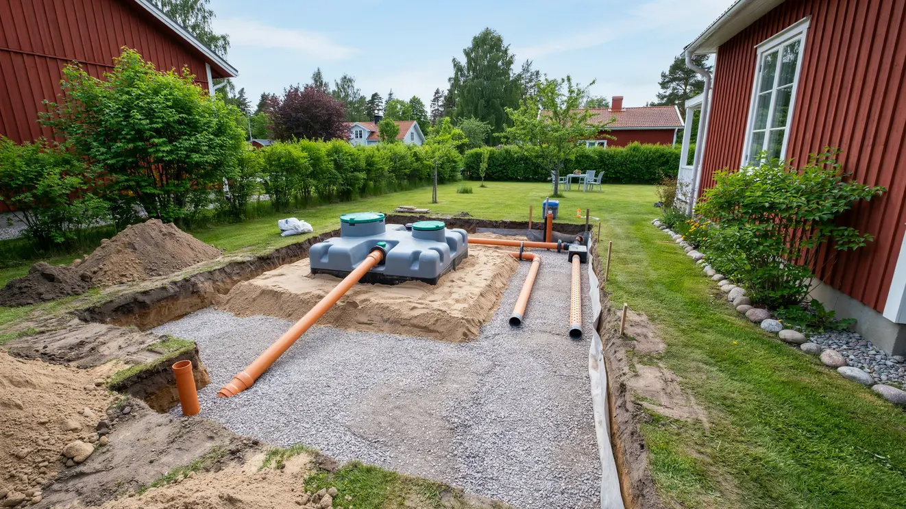 installera enskilt avlopp reningsverk trekammarbrunn slamavskiljare knivsta uppsala uppland